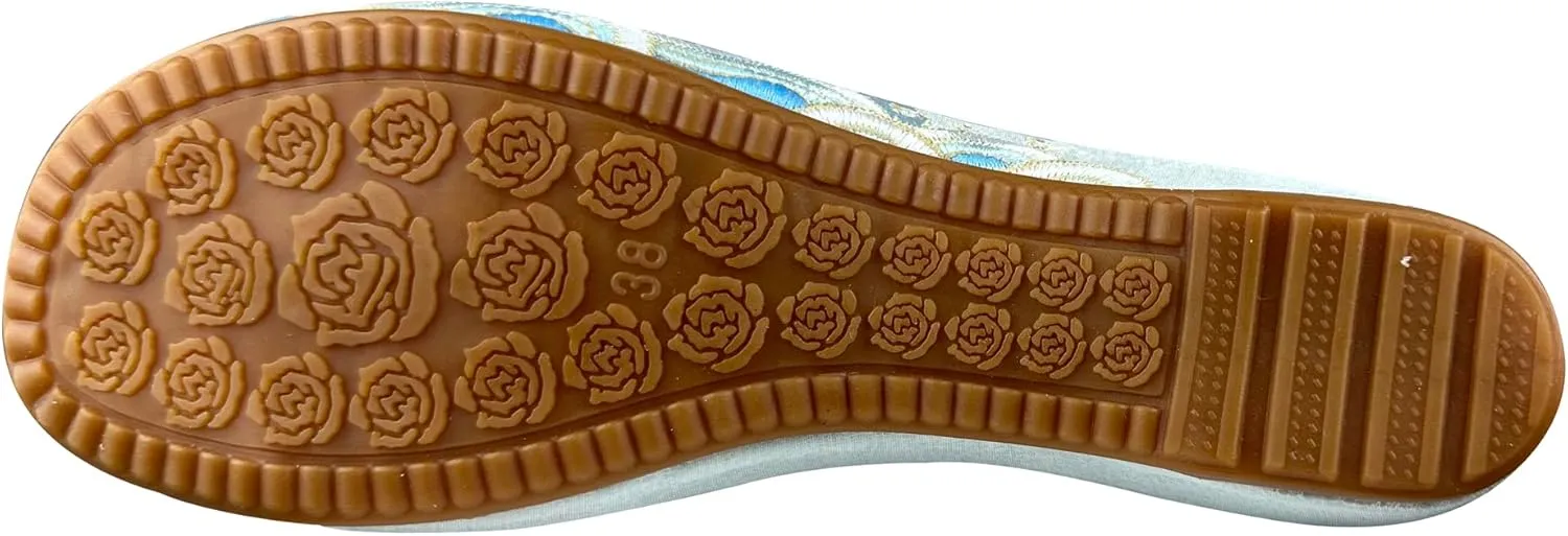 eYLun Women Chinese Embroidered Shoes Flower Flat Round Toe Mary Jane Ballet Shoes Slip On Shoes
