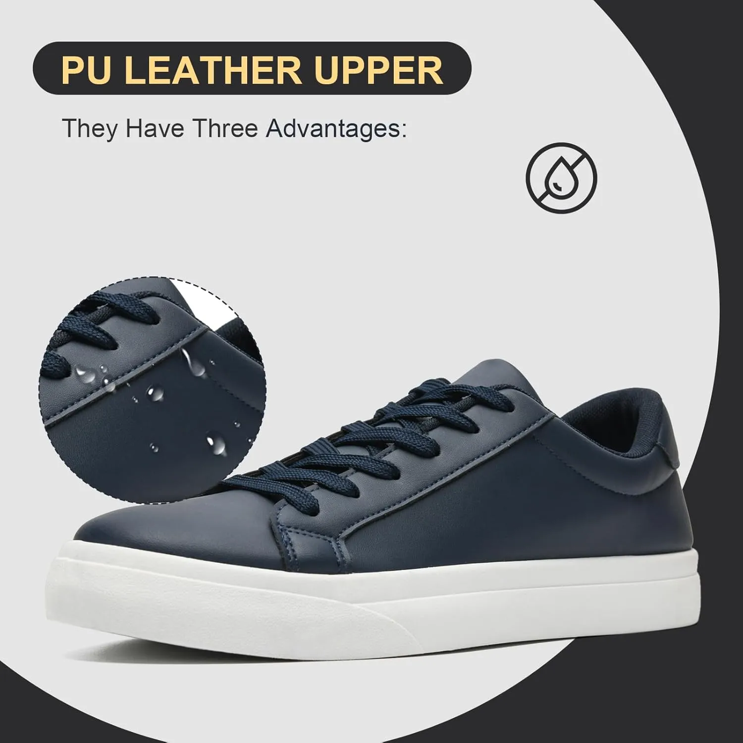 Fashion Sneakers for Men Women, Men’s Black Casual Leather Skate Shoes, Non Slip Comfortable Breathable Tennis Walking Shoes