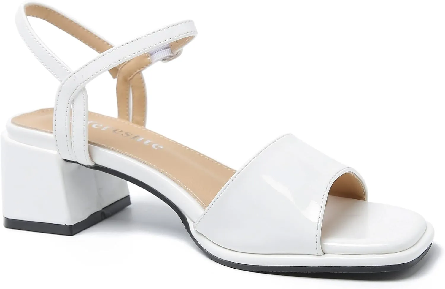 fereshte Women's Ankle Strap Heeled Sandals Open Toe Strappy Low Block Heels Sandals