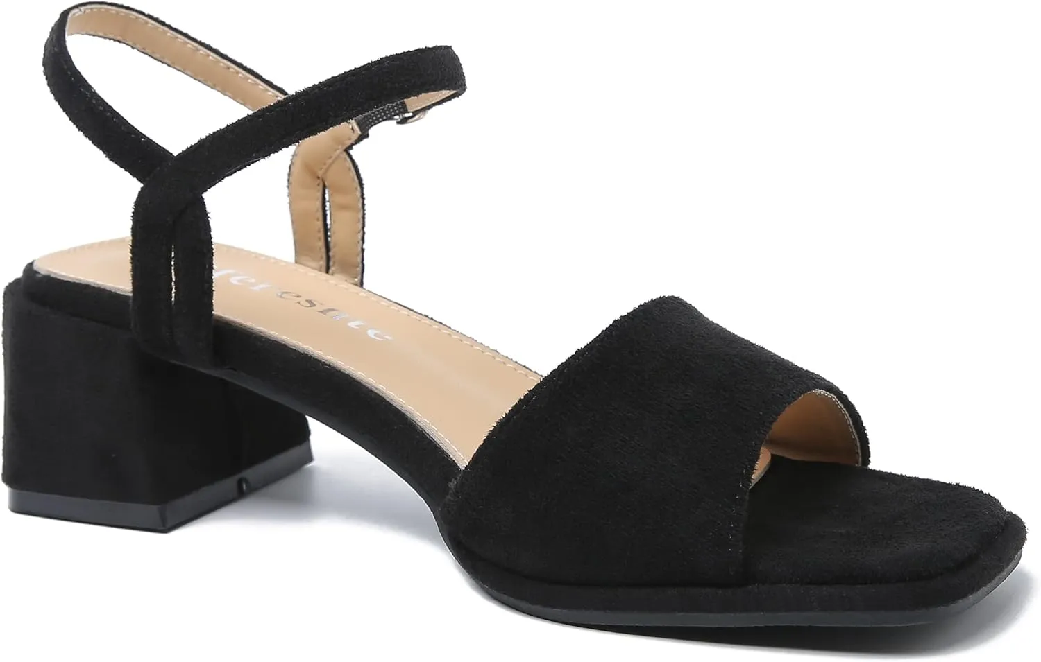 fereshte Women's Ankle Strap Heeled Sandals Open Toe Strappy Low Block Heels Sandals