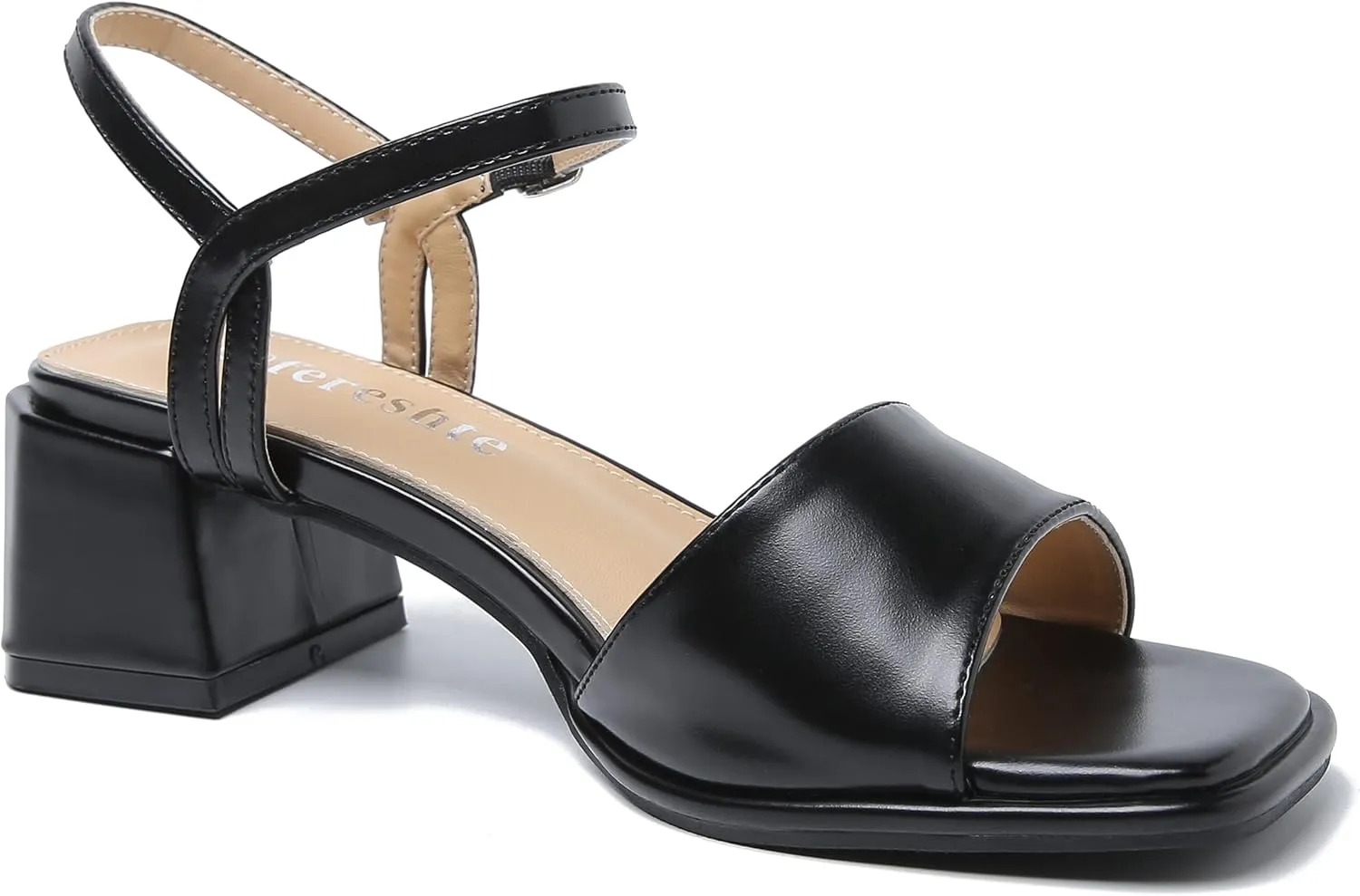 fereshte Women's Ankle Strap Heeled Sandals Open Toe Strappy Low Block Heels Sandals