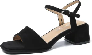 fereshte Women's Ankle Strap Heeled Sandals Open Toe Strappy Low Block Heels Sandals