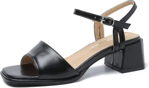 fereshte Women's Ankle Strap Heeled Sandals Open Toe Strappy Low Block Heels Sandals