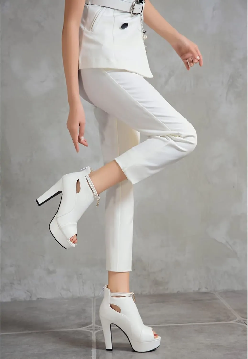fereshte Women's Peep-Toe Sandals Stiletto High Heels Platform Summer Booties