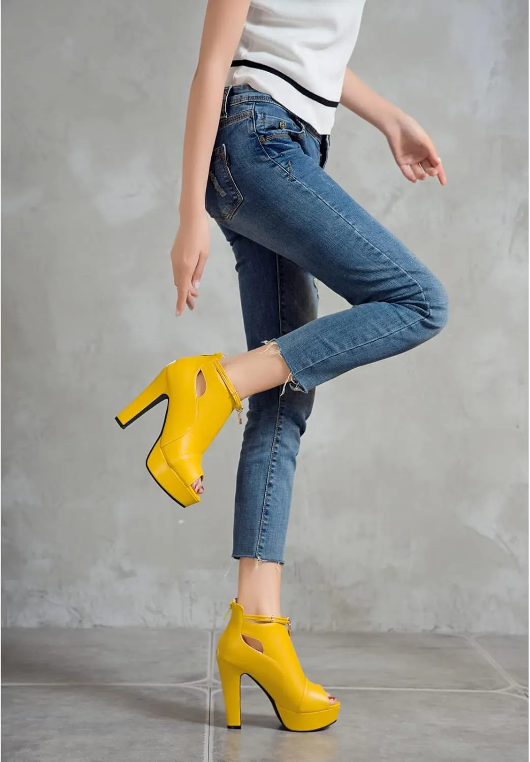 fereshte Women's Peep-Toe Sandals Stiletto High Heels Platform Summer Booties