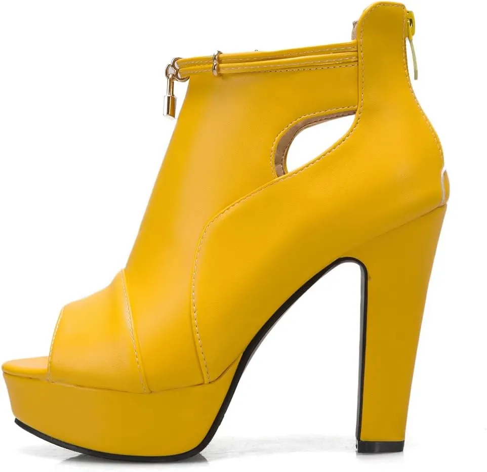 fereshte Women's Peep-Toe Sandals Stiletto High Heels Platform Summer Booties
