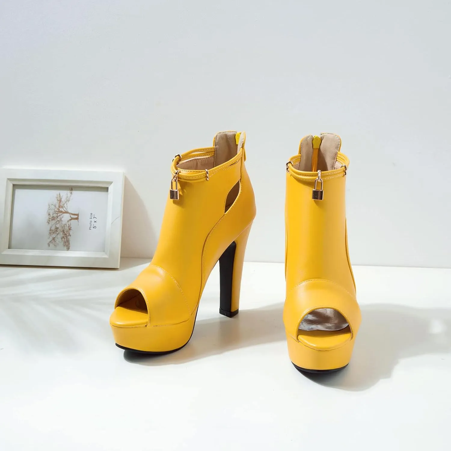 fereshte Women's Peep-Toe Sandals Stiletto High Heels Platform Summer Booties