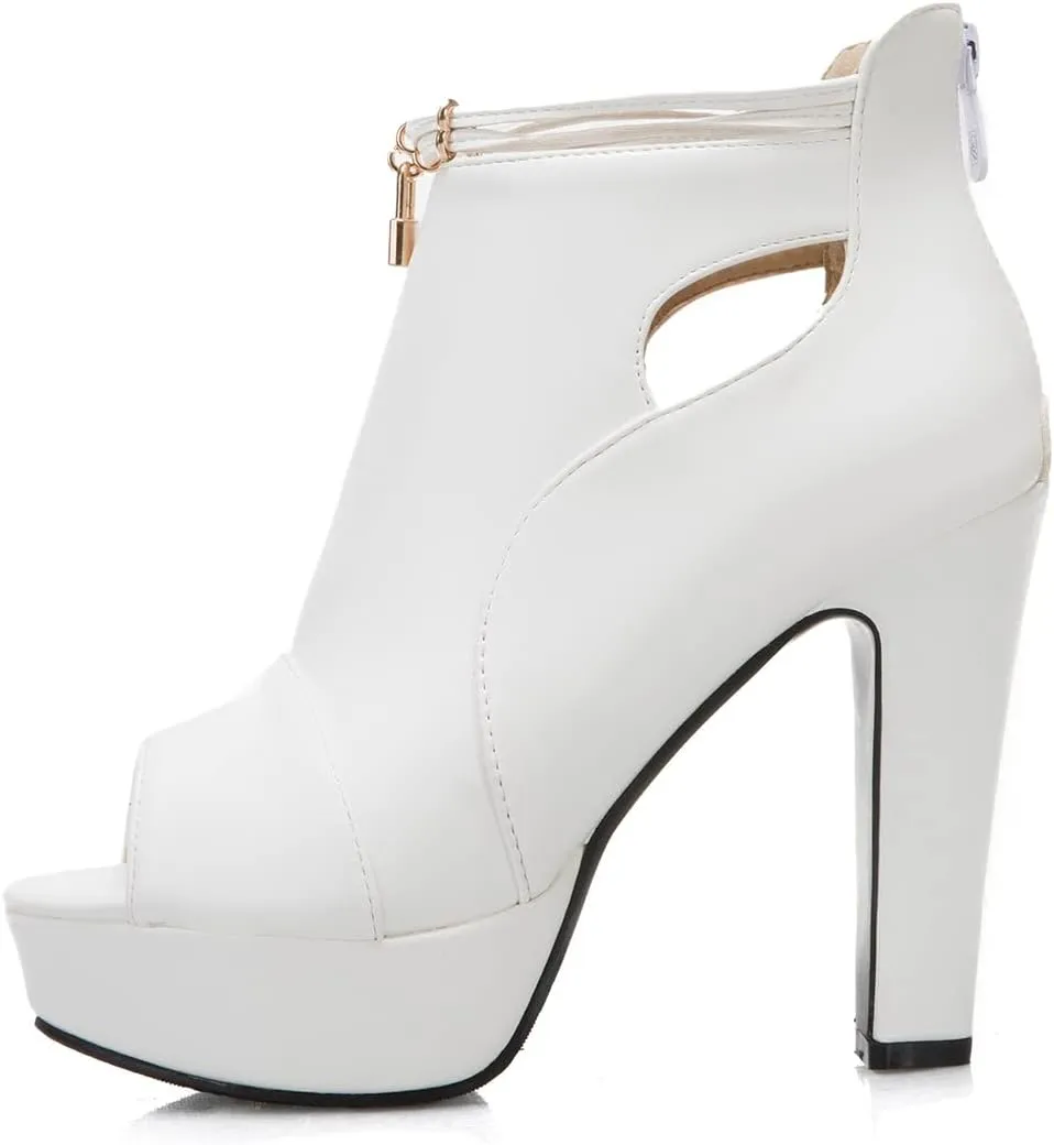 fereshte Women's Peep-Toe Sandals Stiletto High Heels Platform Summer Booties