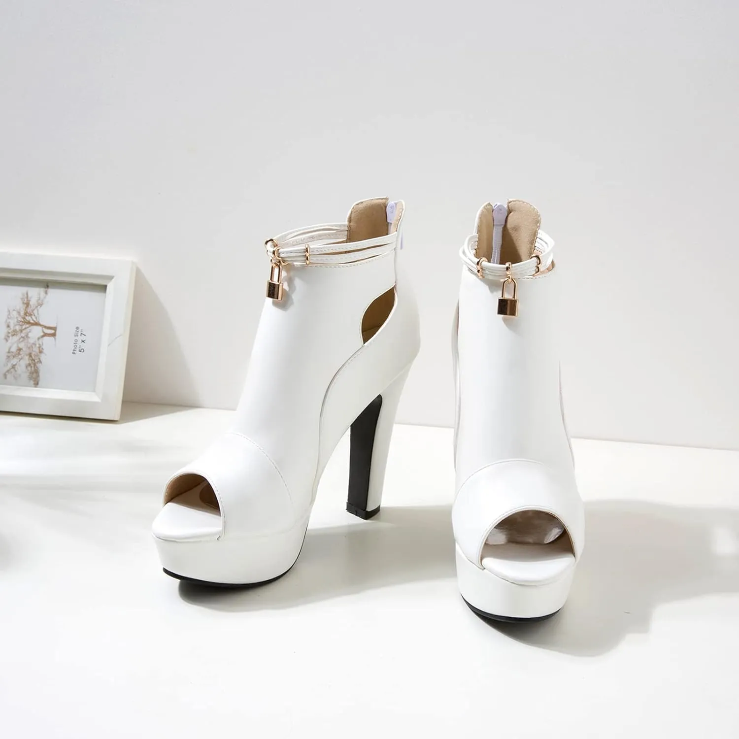 fereshte Women's Peep-Toe Sandals Stiletto High Heels Platform Summer Booties
