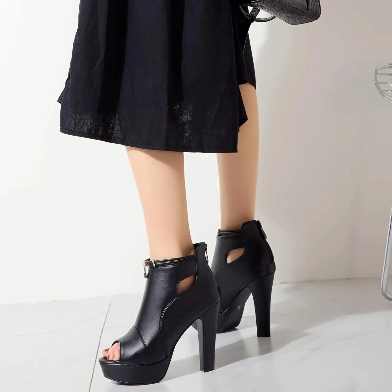 fereshte Women's Peep-Toe Sandals Stiletto High Heels Platform Summer Booties