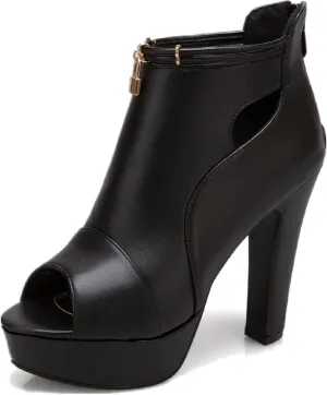 fereshte Women's Peep-Toe Sandals Stiletto High Heels Platform Summer Booties