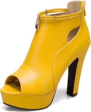fereshte Women's Peep-Toe Sandals Stiletto High Heels Platform Summer Booties
