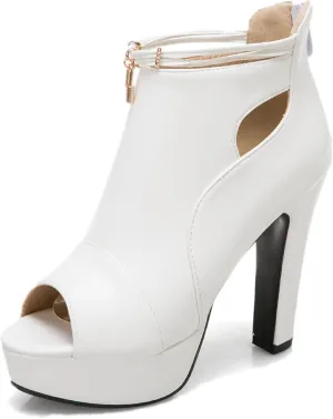 fereshte Women's Peep-Toe Sandals Stiletto High Heels Platform Summer Booties