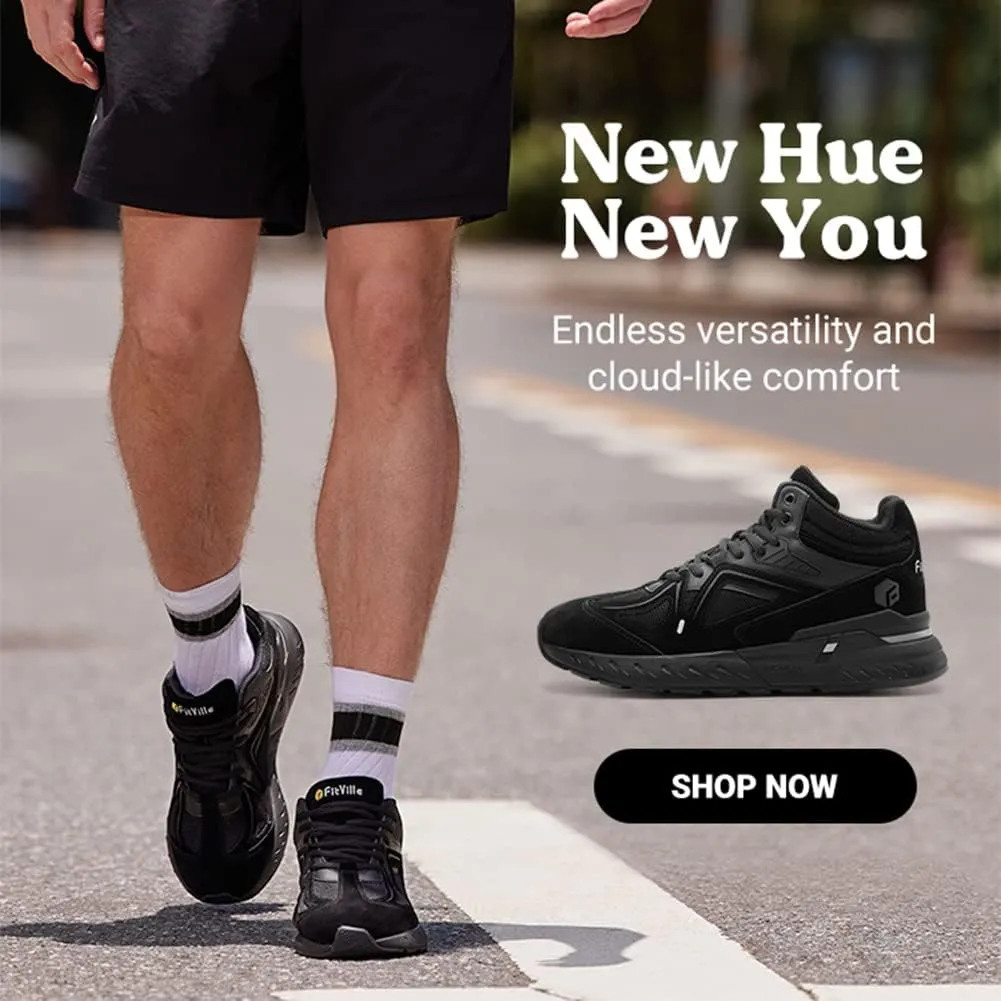 FitVille Wide Basketball Shoes for Men with Flat Feet Extra Wide High-top Sneakers with Ankle Support