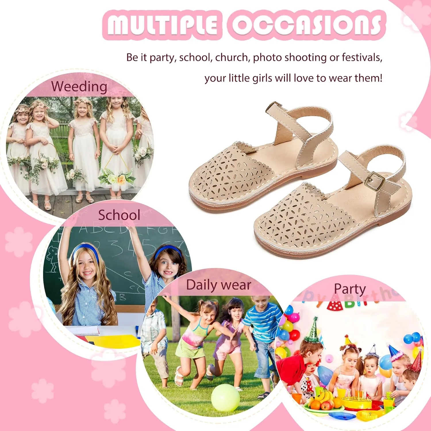 Flaryzone Toddler/Little Kids' Classic Rome Open-Toe Flat Sandals