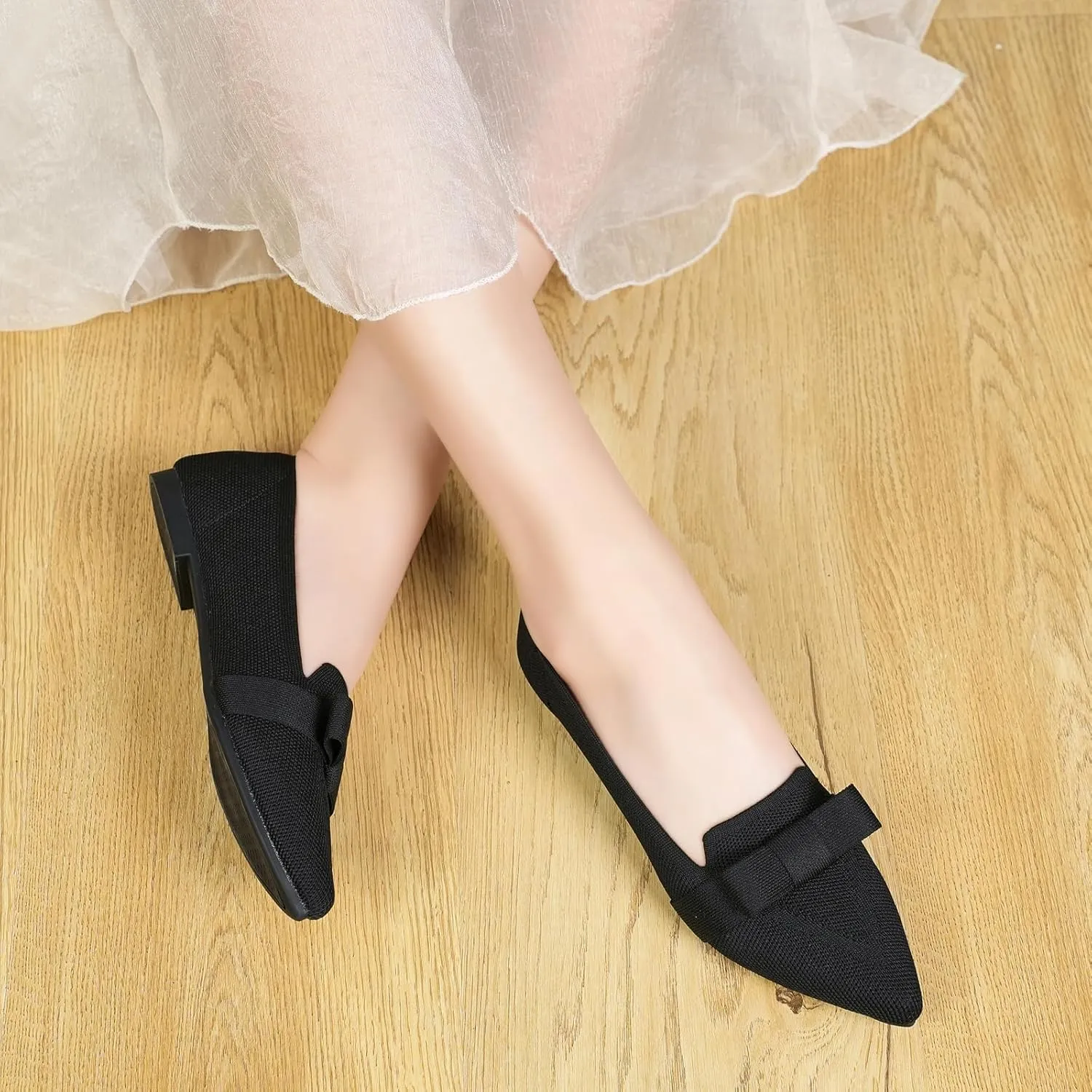 Flats for Women Pointed Toe Ballet Flats Shoes Mesh Breathable Comfortable Dressy Casual Slip On Ballerina Walking Flats