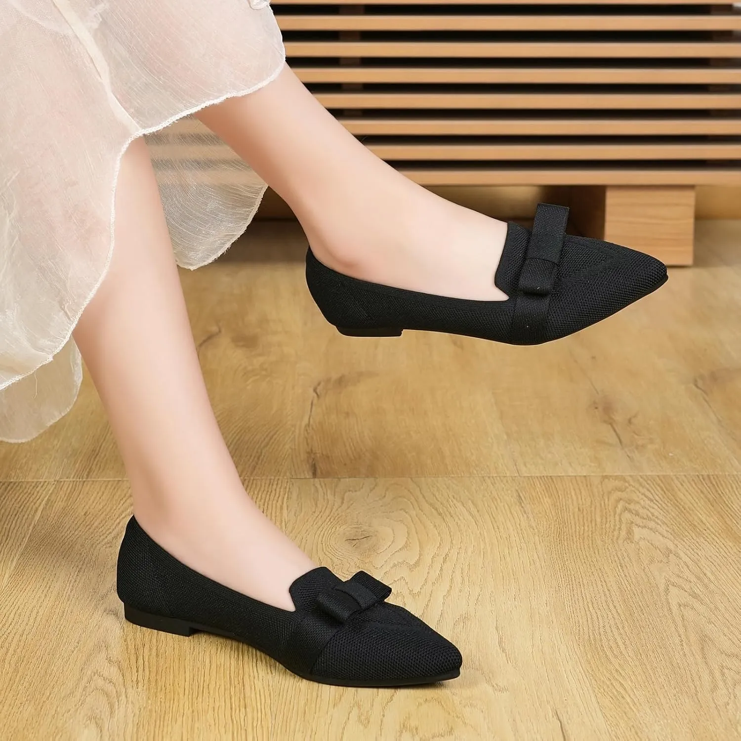Flats for Women Pointed Toe Ballet Flats Shoes Mesh Breathable Comfortable Dressy Casual Slip On Ballerina Walking Flats