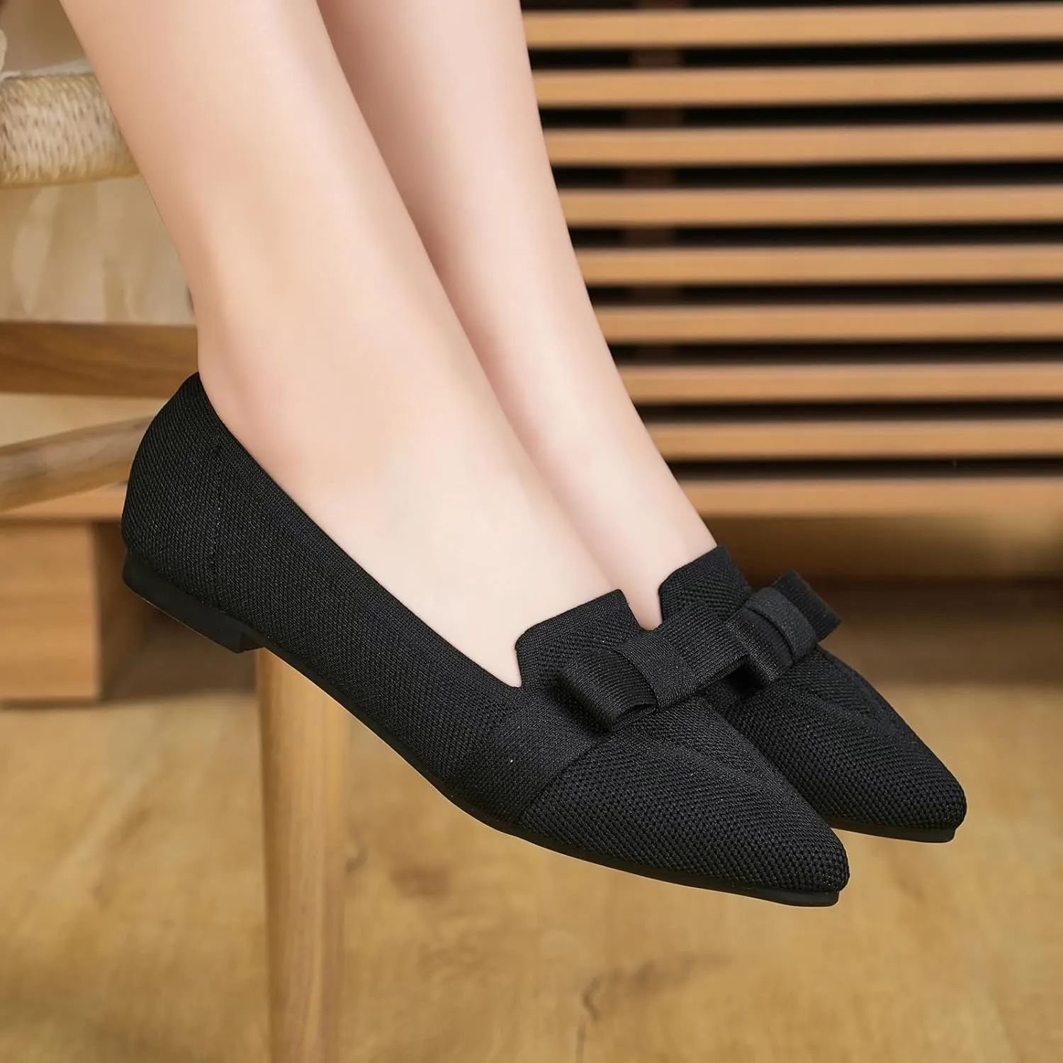 Flats for Women Pointed Toe Ballet Flats Shoes Mesh Breathable Comfortable Dressy Casual Slip On Ballerina Walking Flats