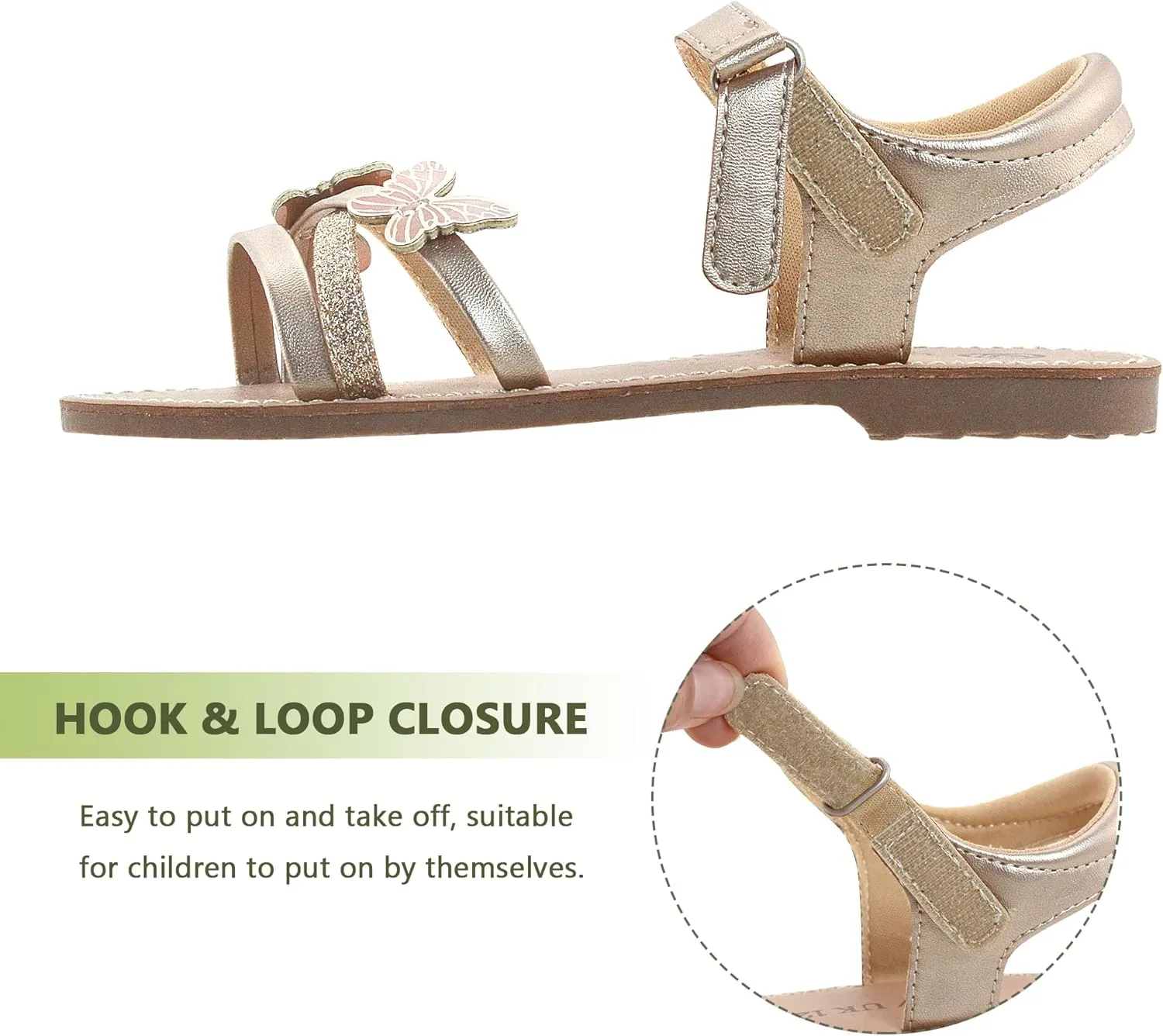 FLYFUPPY Girls Sandals Kids Strap Flat Sandals Open Toe Summer butterfly Casual Sandals