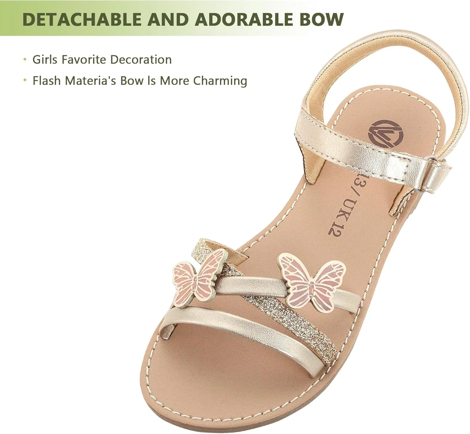 FLYFUPPY Girls Sandals Kids Strap Flat Sandals Open Toe Summer butterfly Casual Sandals