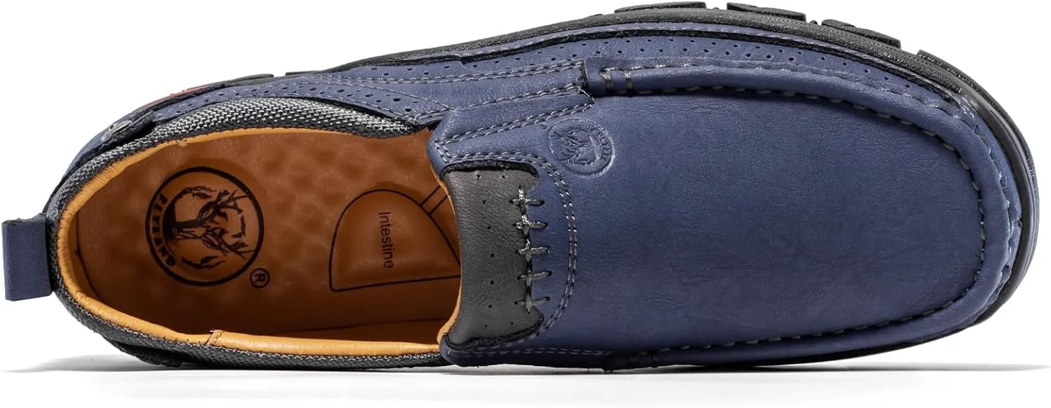 FLYLAND Men's Fashion Slip On Walking Loafers Vintage Leather Ankle Boots Handmade Chukka Boots Casual Non-Slip Sneakers Office Driving Shoes