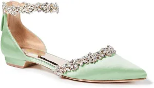 FOWT Elegant Satin Crystal Strap Back Zipper D'Orsay White Flats for Women Casual Closed Pointed Toe Shallow Dress Formal Shoes for Girls, US Size 4-16 M