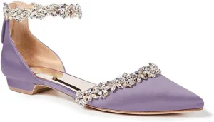 FOWT Elegant Satin Crystal Strap Back Zipper D'Orsay White Flats for Women Casual Closed Pointed Toe Shallow Dress Formal Shoes for Girls, US Size 4-16 M