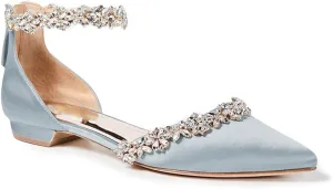 FOWT Elegant Satin Crystal Strap Back Zipper D'Orsay White Flats for Women Casual Closed Pointed Toe Shallow Dress Formal Shoes for Girls, US Size 4-16 M