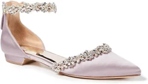 FOWT Elegant Satin Crystal Strap Back Zipper D'Orsay White Flats for Women Casual Closed Pointed Toe Shallow Dress Formal Shoes for Girls, US Size 4-16 M