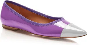 FOWT Spring Fashion Patent Leather Two Tone Classic Slip-on Pointed Toe Flats for Women Chic Cap Toe Low Heel Casual Dressy Daily Street Shoes, Nude US Size 4-16 M