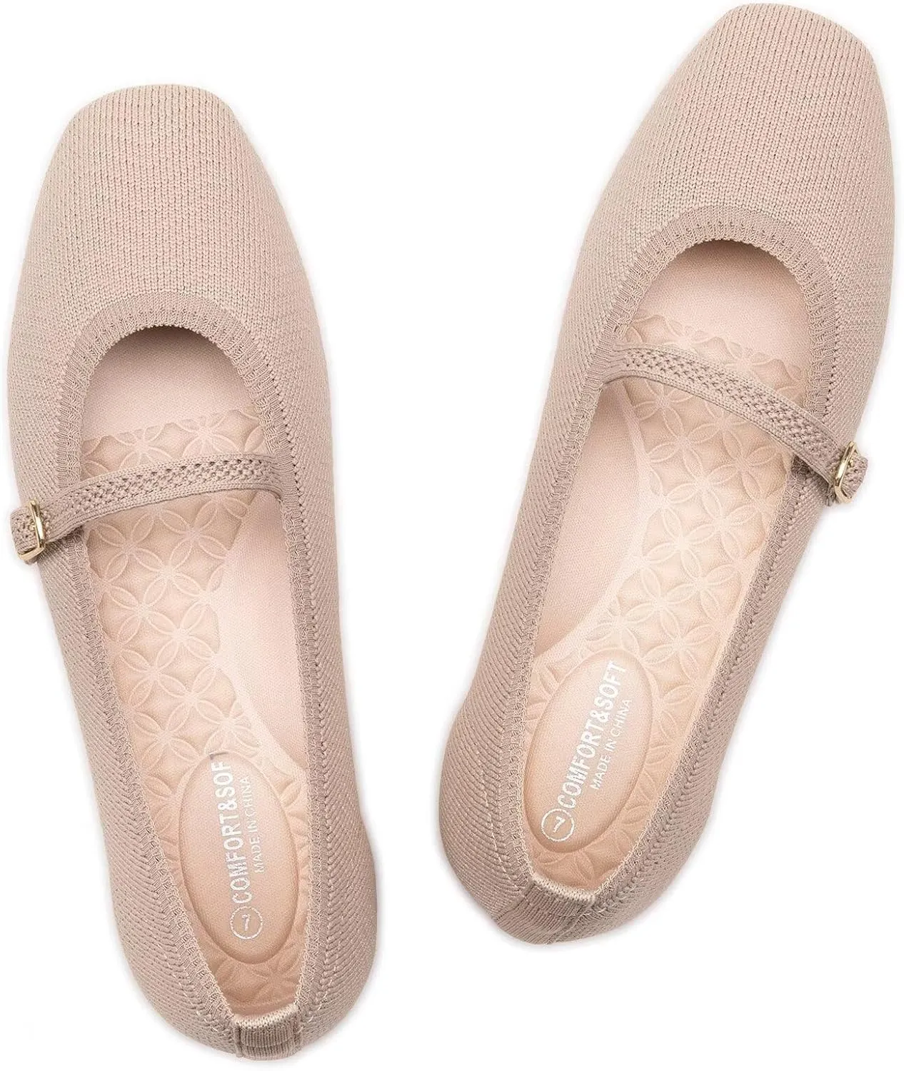 Frank Mully Mary Jane Women Flat Shoes Slip on Square-Toe Washable Shoes Comfortable for Dressy and Work with Ankle Strap