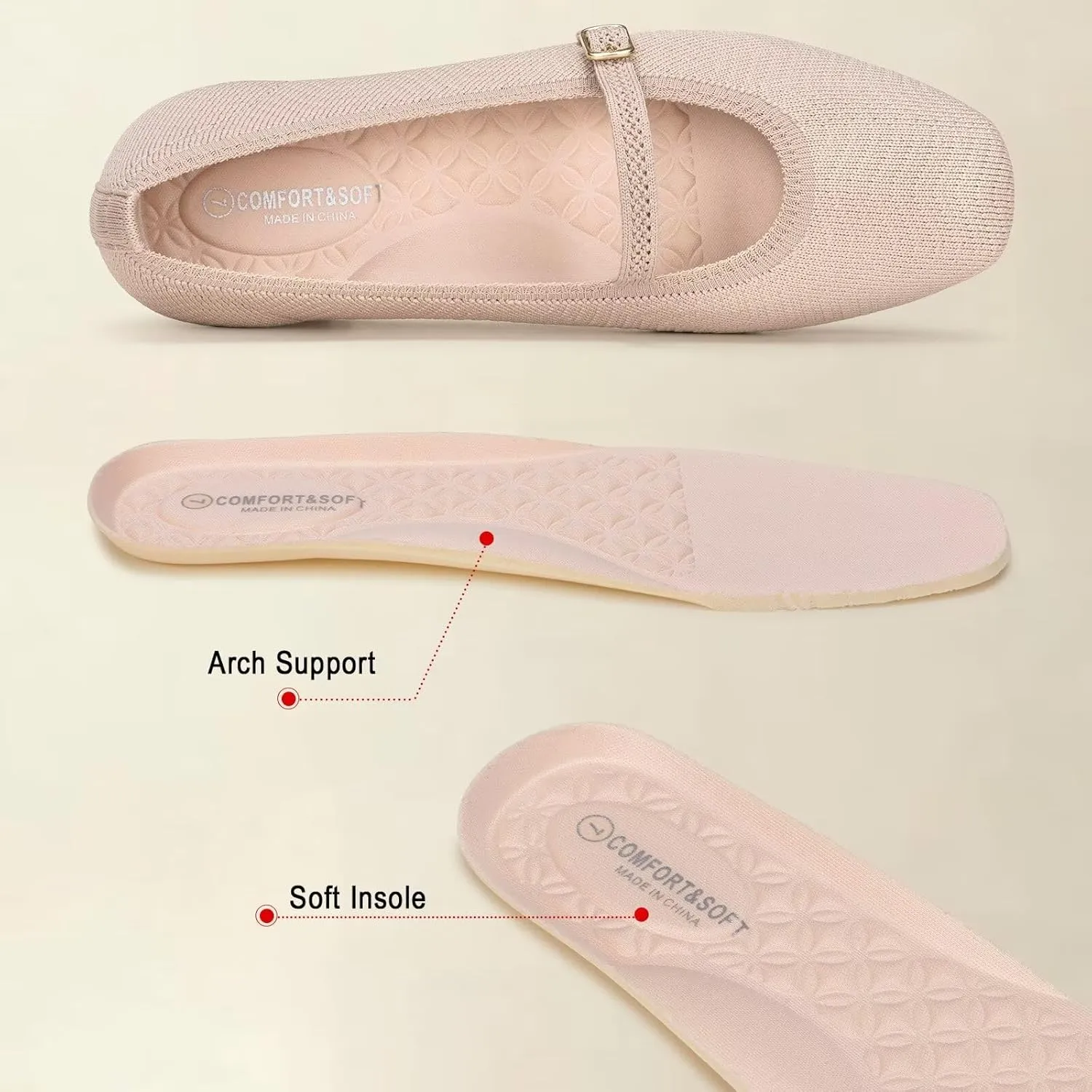 Frank Mully Mary Jane Women Flat Shoes Slip on Square-Toe Washable Shoes Comfortable for Dressy and Work with Ankle Strap