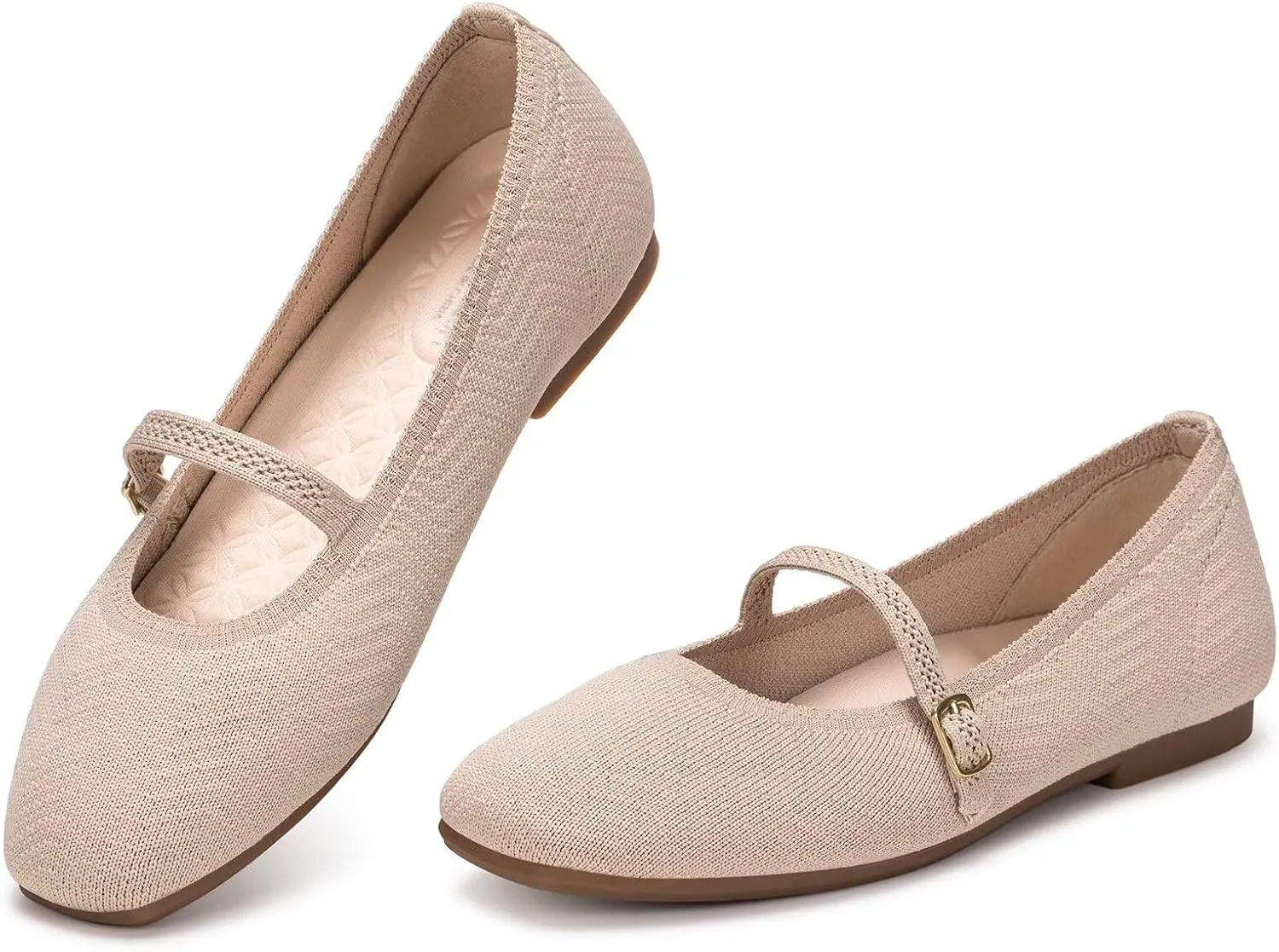Frank Mully Mary Jane Women Flat Shoes Slip on Square-Toe Washable Shoes Comfortable for Dressy and Work with Ankle Strap
