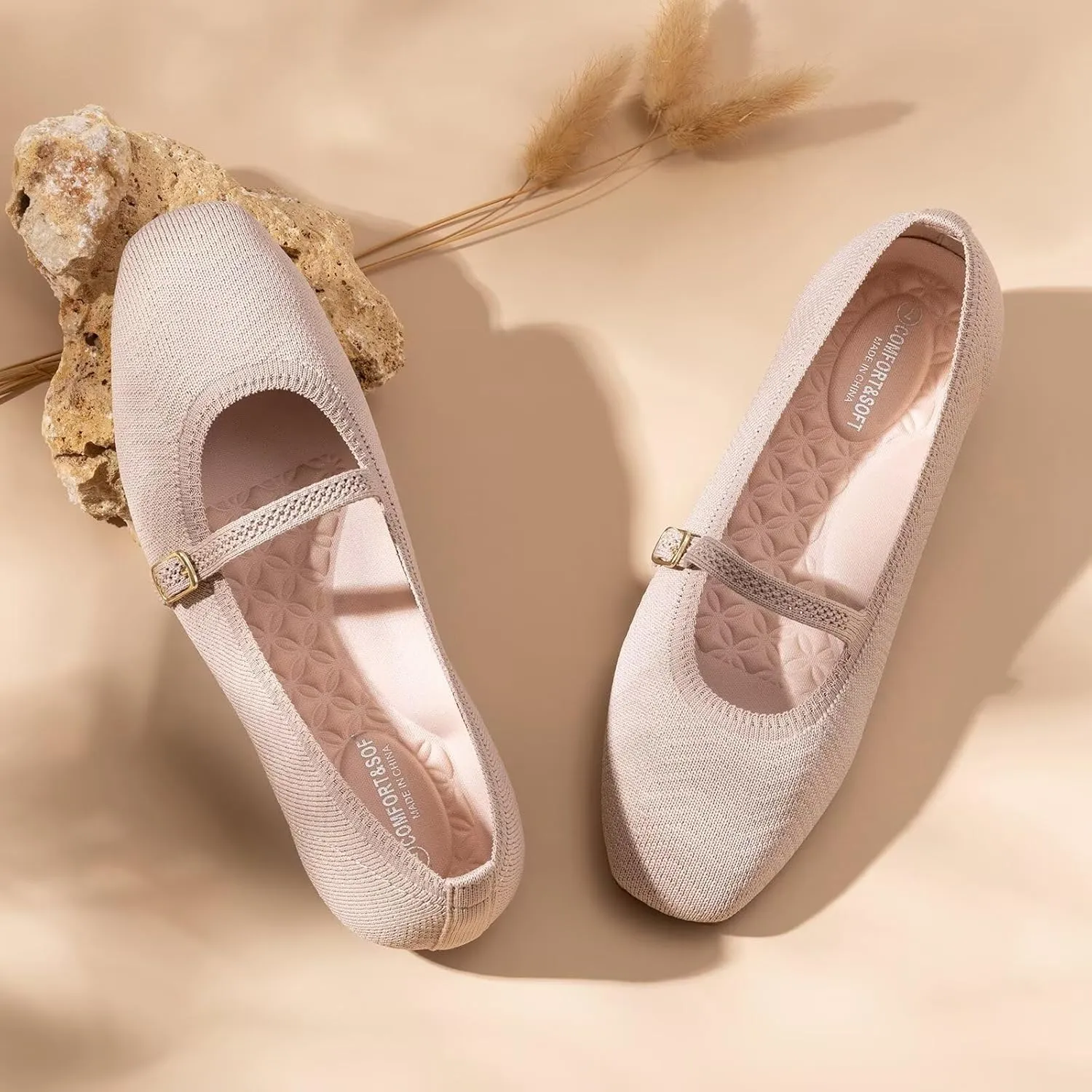 Frank Mully Mary Jane Women Flat Shoes Slip on Square-Toe Washable Shoes Comfortable for Dressy and Work with Ankle Strap
