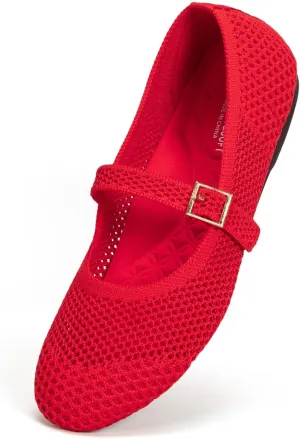 Frank Mully Women's Mary Jane Flats Comfortable Dressy Ballet Flats Casual Round Toe Slip On Washable Knitted Fabric Office Work Woman Shoes