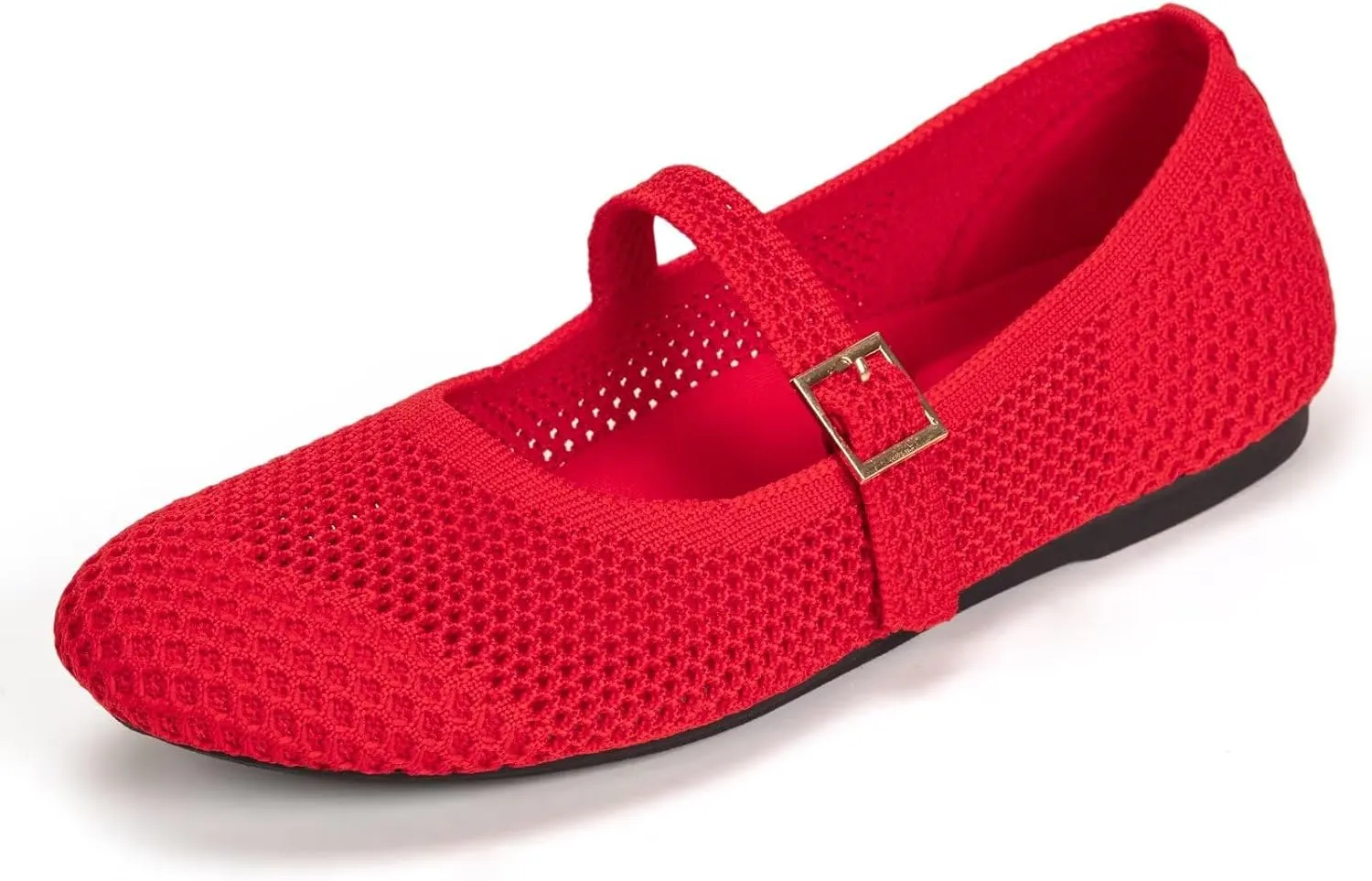 Frank Mully Women's Mary Jane Flats Comfortable Dressy Ballet Flats Casual Round Toe Slip On Washable Knitted Fabric Office Work Woman Shoes