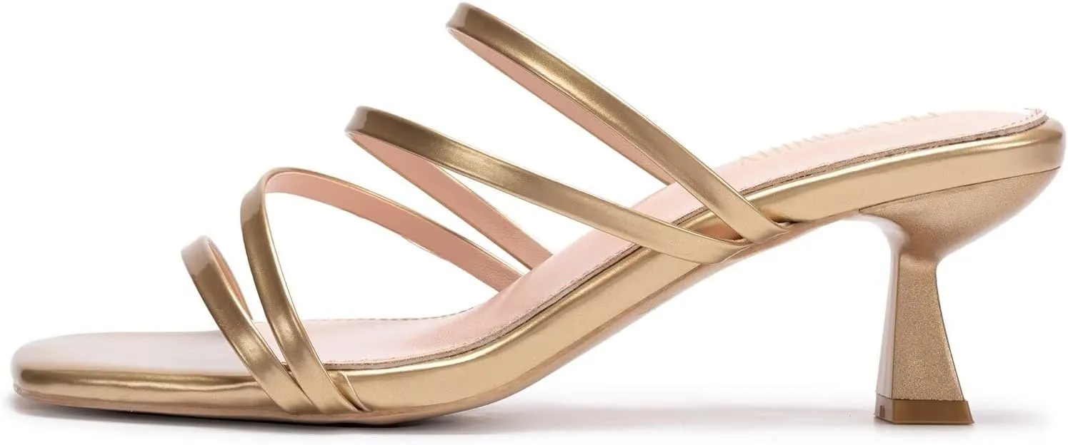 Frank Mully Women's Strappy Heels Comfortable Kitten-Heels Sandals Square Open Toe Cute Wedding Party Evening Prom Dress Pump Sandals Shoes