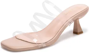 Frank Mully Women's Strappy Heels Comfortable Kitten-Heels Sandals Square Open Toe Cute Wedding Party Evening Prom Dress Pump Sandals Shoes