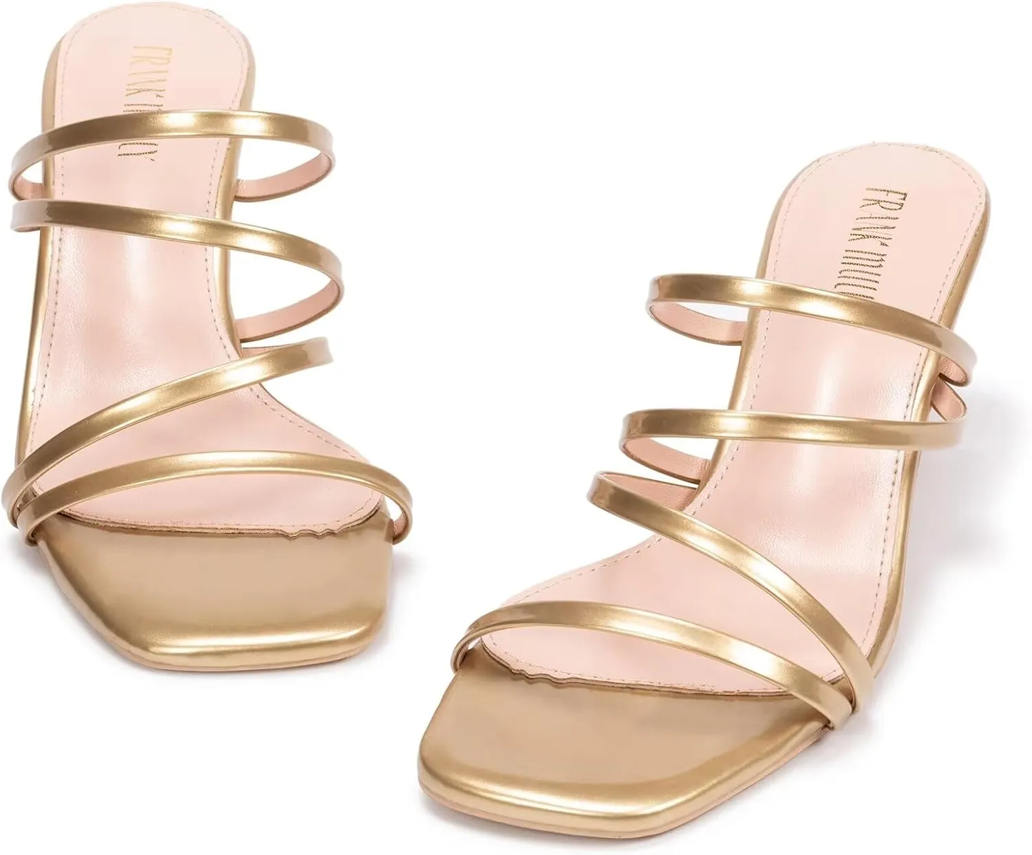Frank Mully Women's Strappy Heels Comfortable Kitten-Heels Sandals Square Open Toe Cute Wedding Party Evening Prom Dress Pump Sandals Shoes