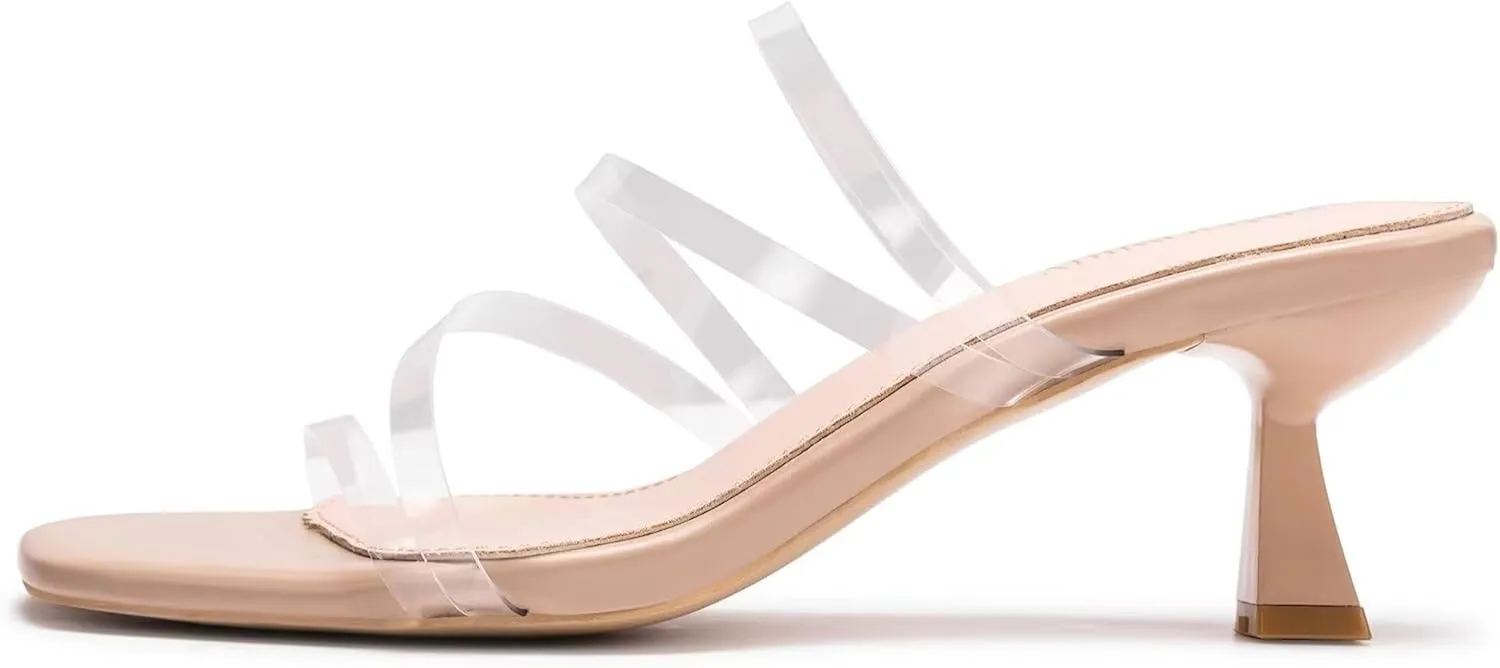 Frank Mully Women's Strappy Heels Comfortable Kitten-Heels Sandals Square Open Toe Cute Wedding Party Evening Prom Dress Pump Sandals Shoes