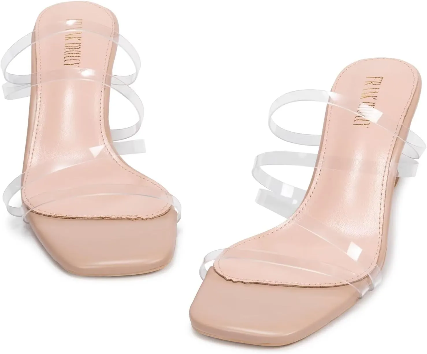 Frank Mully Women's Strappy Heels Comfortable Kitten-Heels Sandals Square Open Toe Cute Wedding Party Evening Prom Dress Pump Sandals Shoes