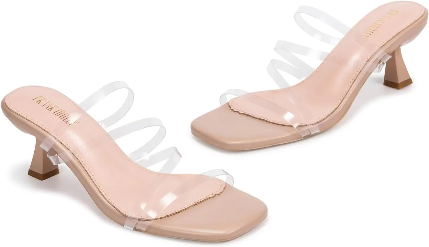 Frank Mully Women's Strappy Heels Comfortable Kitten-Heels Sandals Square Open Toe Cute Wedding Party Evening Prom Dress Pump Sandals Shoes