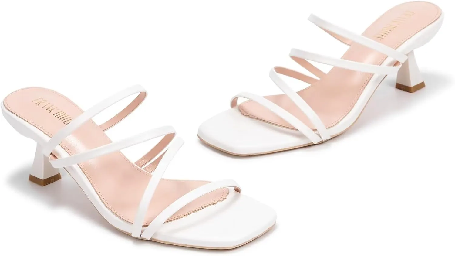 Frank Mully Women's Strappy Heels Comfortable Kitten-Heels Sandals Square Open Toe Cute Wedding Party Evening Prom Dress Pump Sandals Shoes