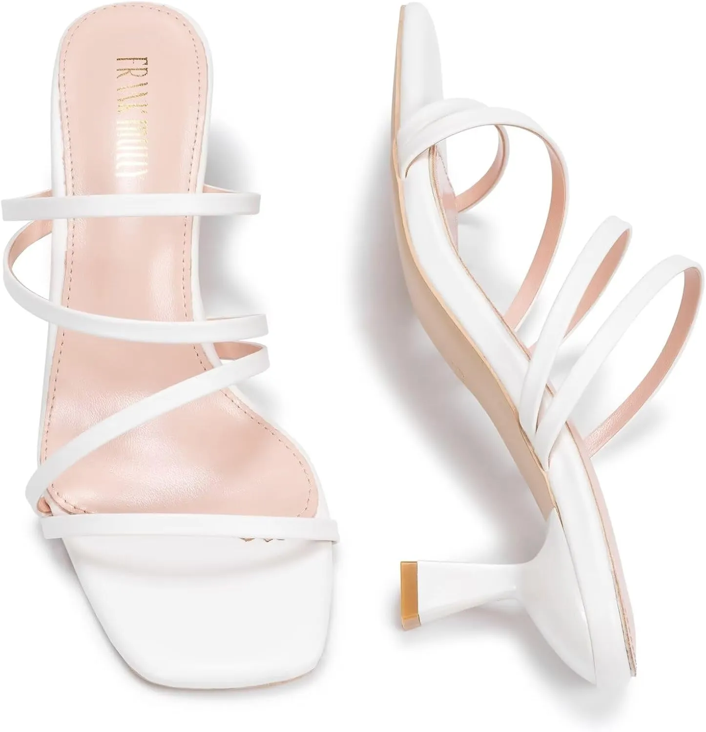 Frank Mully Women's Strappy Heels Comfortable Kitten-Heels Sandals Square Open Toe Cute Wedding Party Evening Prom Dress Pump Sandals Shoes