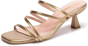 Frank Mully Women's Strappy Heels Comfortable Kitten-Heels Sandals Square Open Toe Cute Wedding Party Evening Prom Dress Pump Sandals Shoes