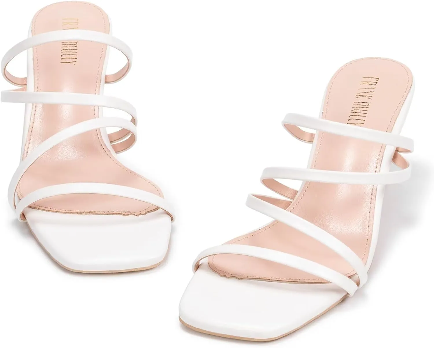 Frank Mully Women's Strappy Heels Comfortable Kitten-Heels Sandals Square Open Toe Cute Wedding Party Evening Prom Dress Pump Sandals Shoes