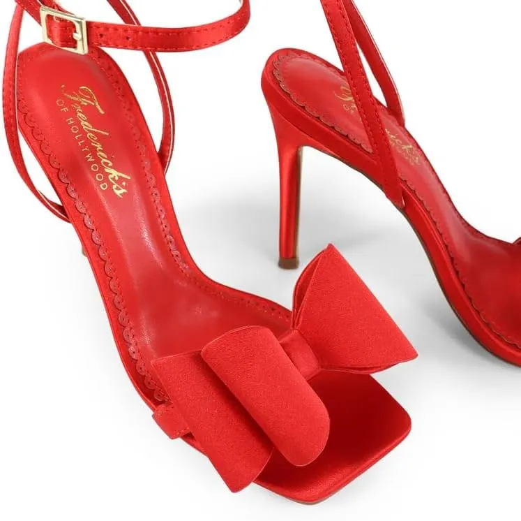 FREDERICK'S OF HOLLYWOOD Open Toe Ankle Strap Bow Stiletto Heel - Elegant Women's Sandals with Bow Detail, Chic High Heel Shoes, FOH-JULIENNE