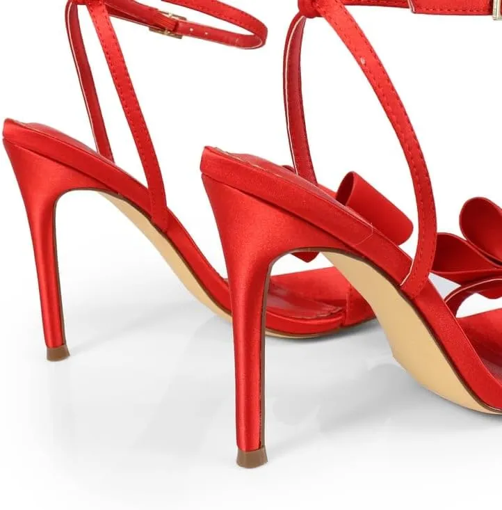 FREDERICK'S OF HOLLYWOOD Open Toe Ankle Strap Bow Stiletto Heel - Elegant Women's Sandals with Bow Detail, Chic High Heel Shoes, FOH-JULIENNE