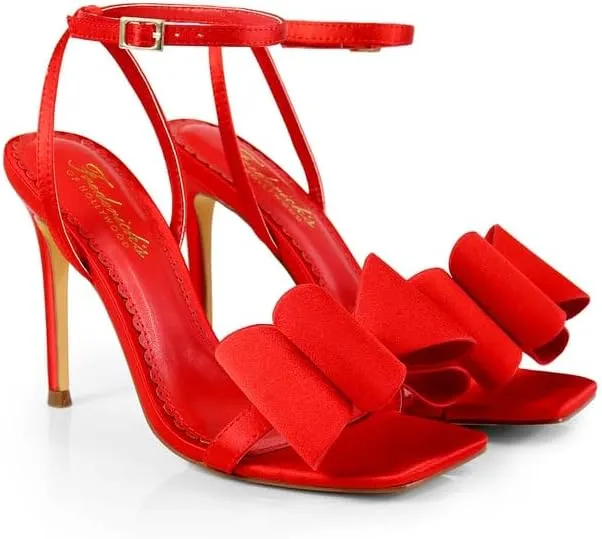 FREDERICK'S OF HOLLYWOOD Open Toe Ankle Strap Bow Stiletto Heel - Elegant Women's Sandals with Bow Detail, Chic High Heel Shoes, FOH-JULIENNE