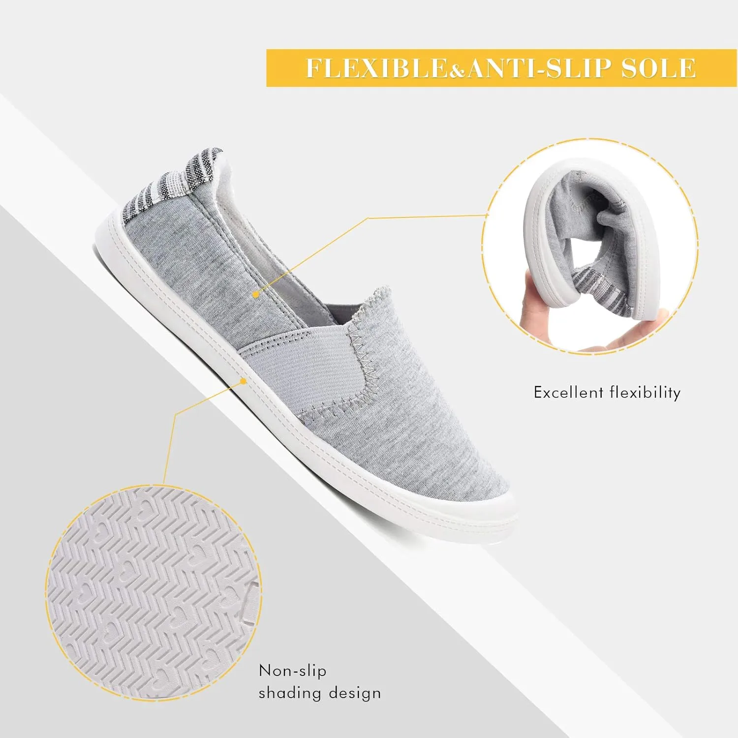 FUNKYMONKEY Shoes for Women, Comfort Low Top Canvas Slip On Sneakers Classic Casual Walking Shoes